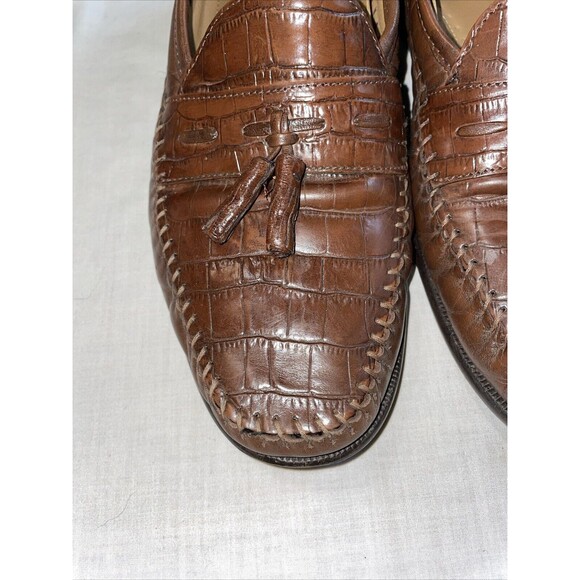 Florsheim Men’s Dressy Loafers Sz 9.5 M Brown Leather Faux Gator Business Formal main image 11
